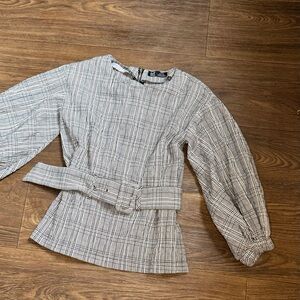 Zara Gray Plaid Women's Top